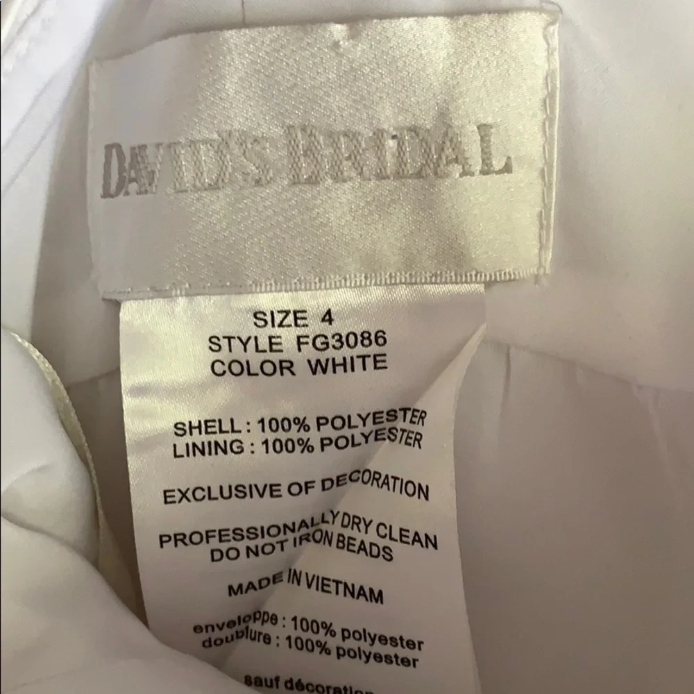 David’s Bridal White Sleeveless Flower Girl Dress size 4 - Picture 5 of 5
